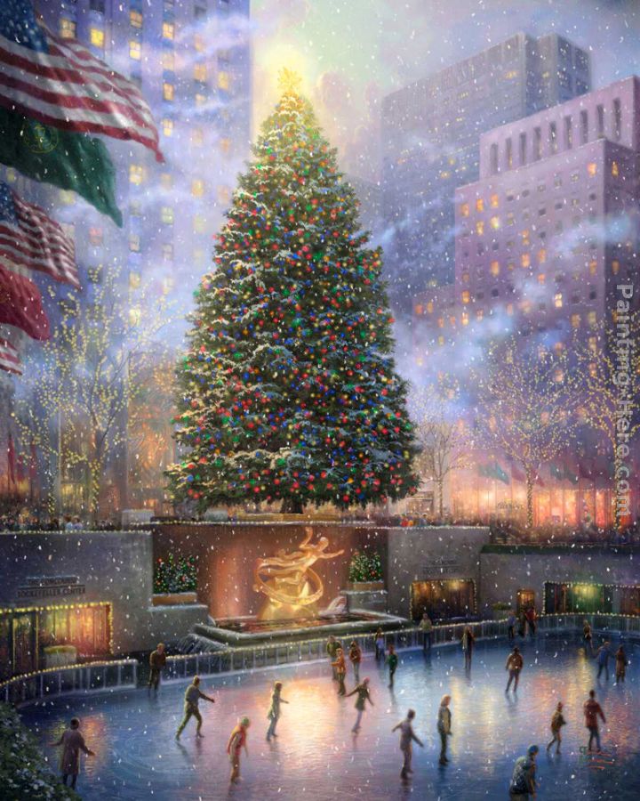 Christmas in New York painting - Thomas Kinkade Christmas in New York art painting